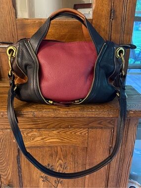 orYANY Victoria Buttery Leather Purse Tote Hobo Slouchy Bag Color Block-EUC!!